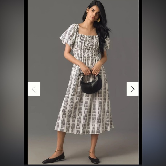 Anthropologie Dresses & Skirts - Anthropologie Maeve Puff Sleeve square neck smocked Midi Dress - 100% Cotton